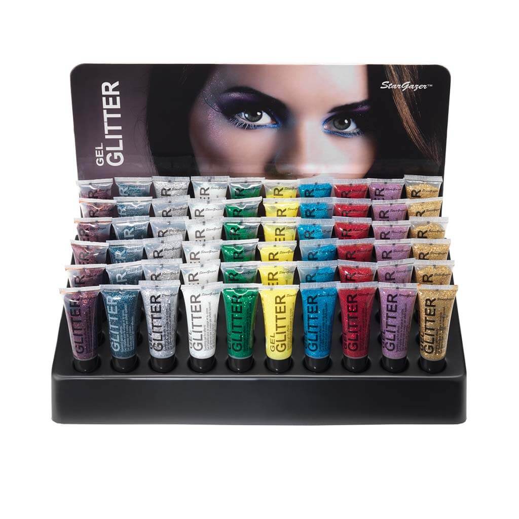 Stargazer glitter gel for face and body display tray kit